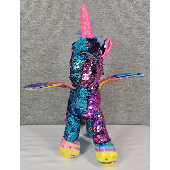 ATHOINSU SENSORY UNICORN PLUSH TOY DUAL COLOR SEQUIN SPARKLE 12" STUFFED ANIMAL - Picture 3 of 10